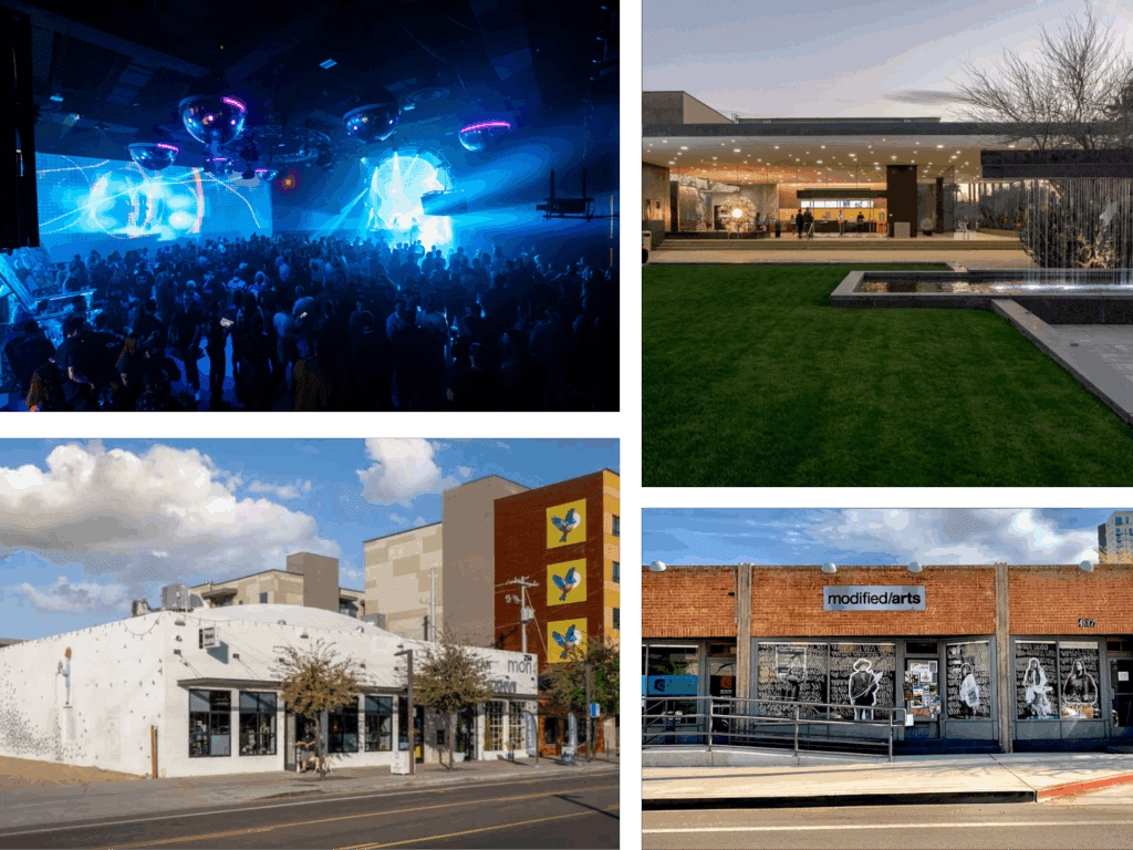 Downtown Phoenix art gallery venues perfect for Street Art AI Photo Booth and Graffiti AI Photo Booth activations, including Walter Studios, MonOrchid, Phoenix Art Museum, and Modified Arts. These unique event spaces blend modern design, urban culture, and artistic backdrops, making them ideal locations for immersive corporate events and branded photo booth experiences in Arizona.
